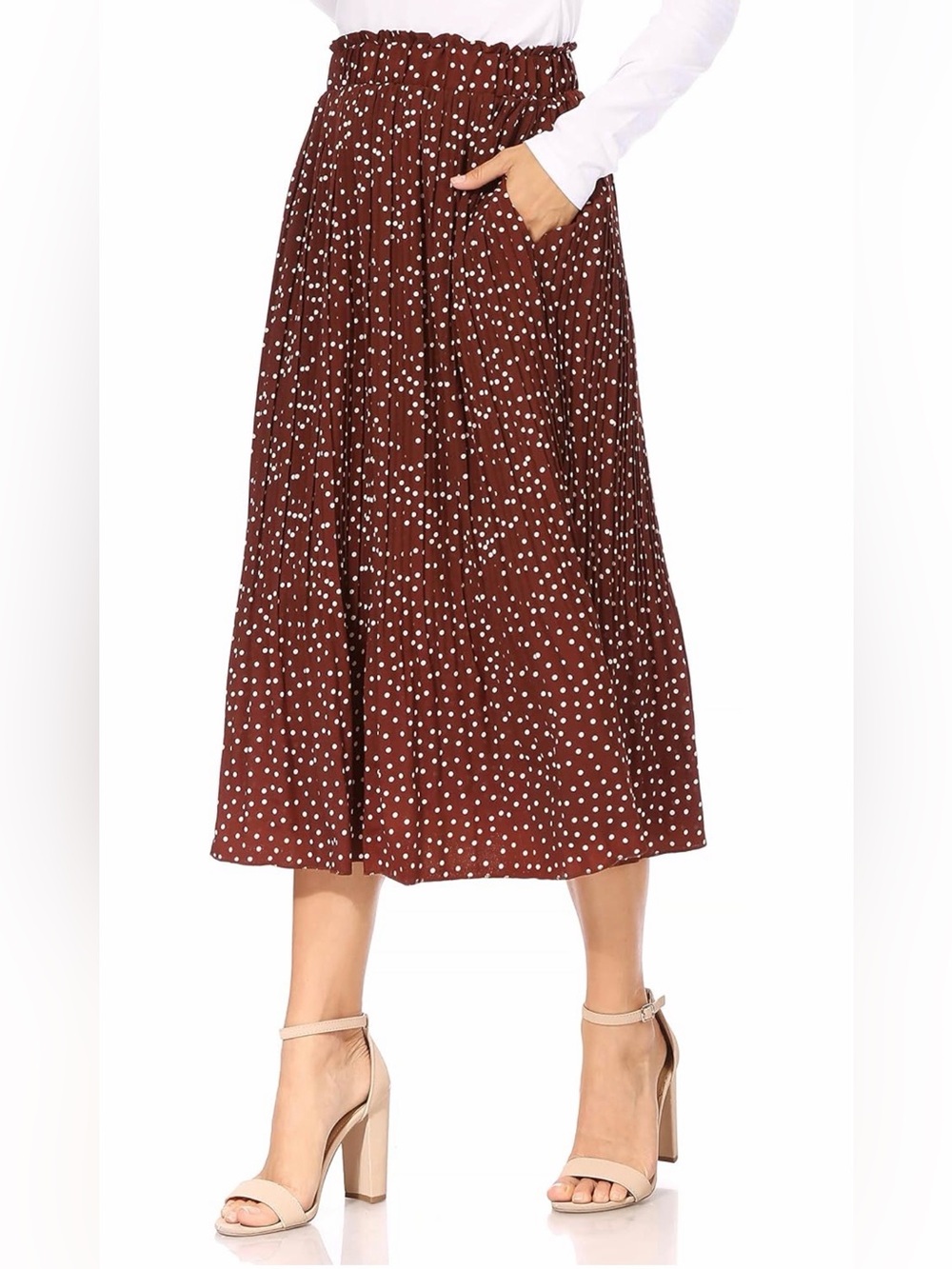Women’s Brown Polka Dot Midi Skirt 3X